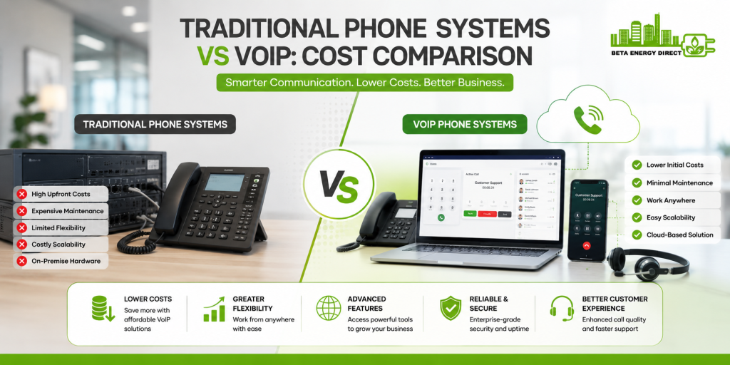 Traditional Phone Systems vs VoIP: Cost Comparison for UK Businesses by Beta Energy Direct UK