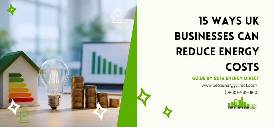 Business owner reviewing energy bills and comparing business energy suppliers to reduce commercial electricity costs in the UK